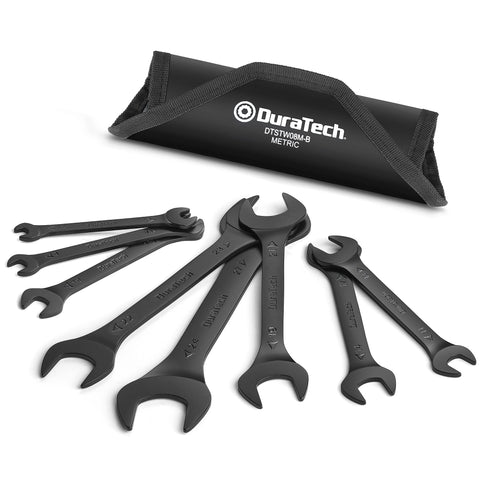DURATECH super-thin open-end wrenches eight-piece in roll pouch for easy organization
