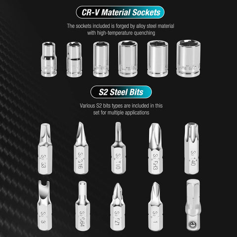 DURATECH tamperproof star bits cover multiple fasteners for versatility.
