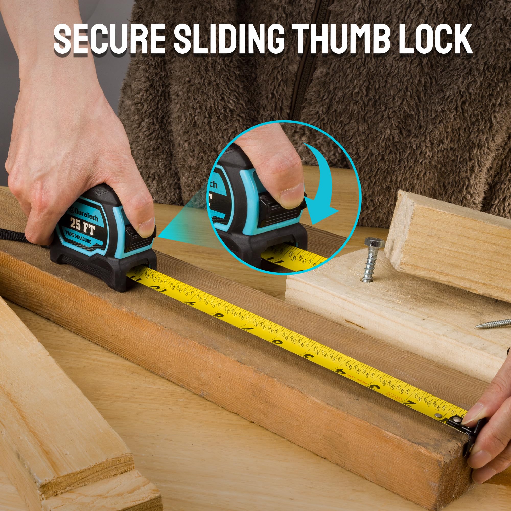 DURATECH durable thumb-lock mechanism keeps readings steady during use.