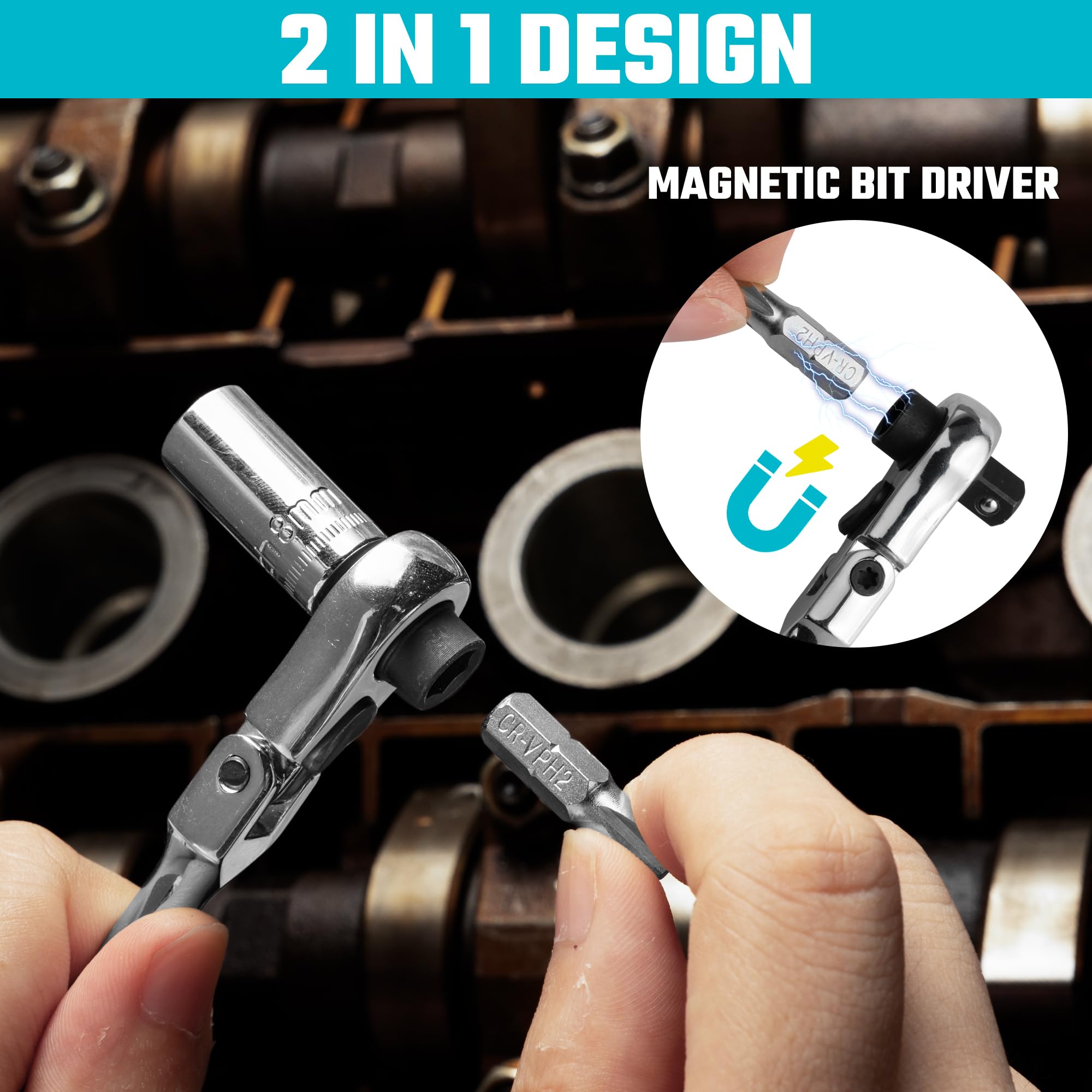DURATECH two-in-one magnetic bit driver simplifies bit changes