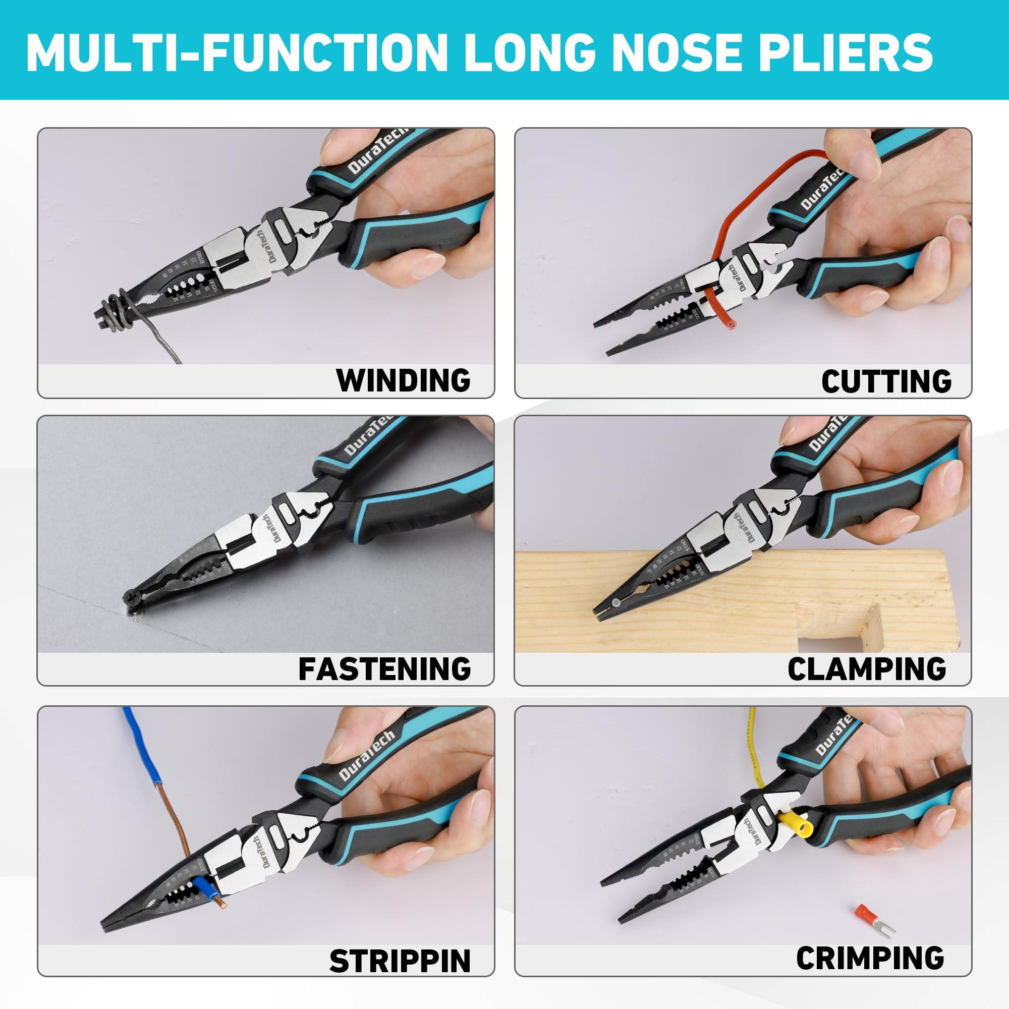 DURATECH wire stripper feature highlights easy stripping without damaging wire cores