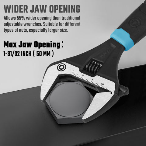 DURATECH wrench head with mirror polish improving scale visibility.