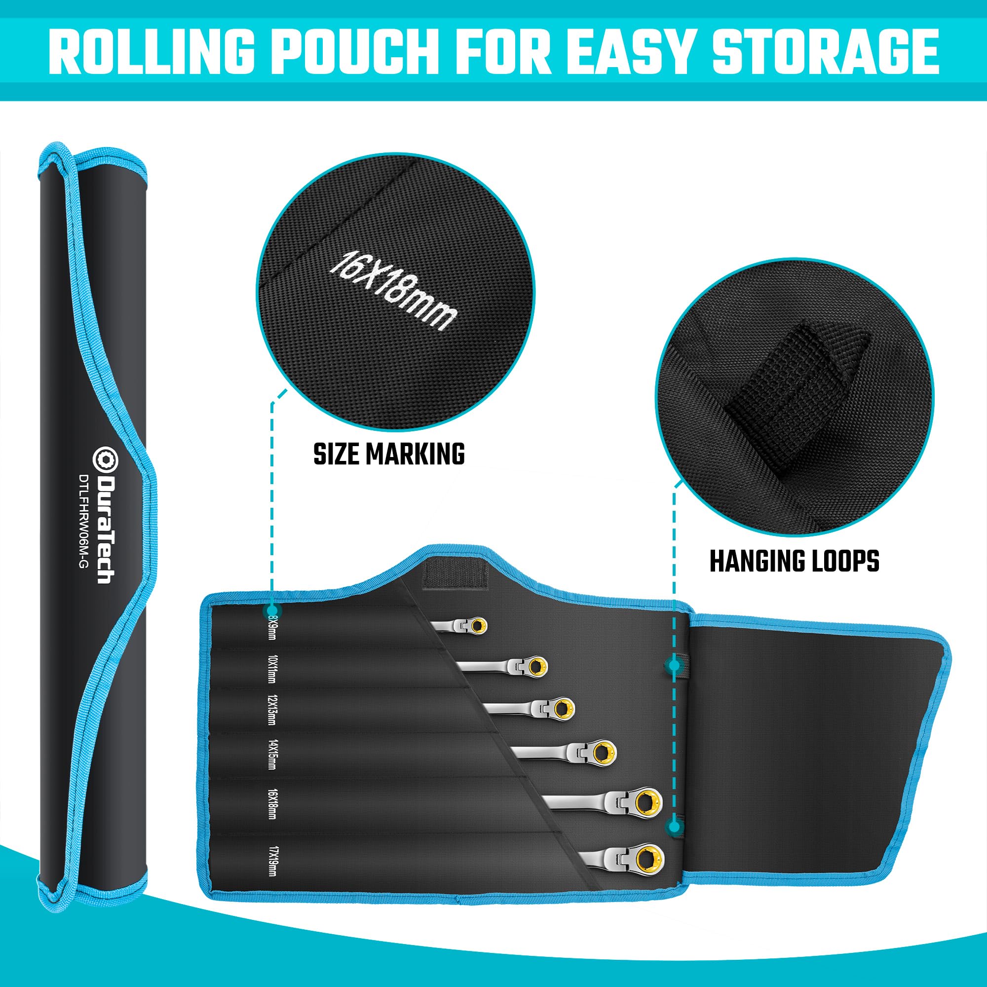 DURATECH roll-up pouch keeps wrenches organized and portable