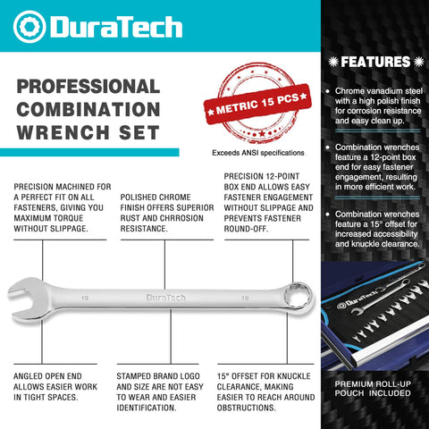 DURATECH 12-point box end enables versatile access to tight spaces.