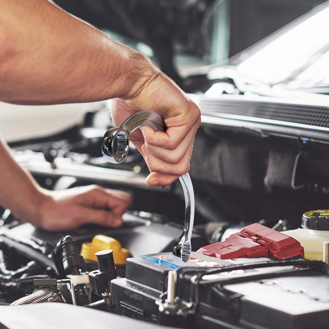 DURATECH half moon wrenches in use on machinery for heavy-duty mounting tasks