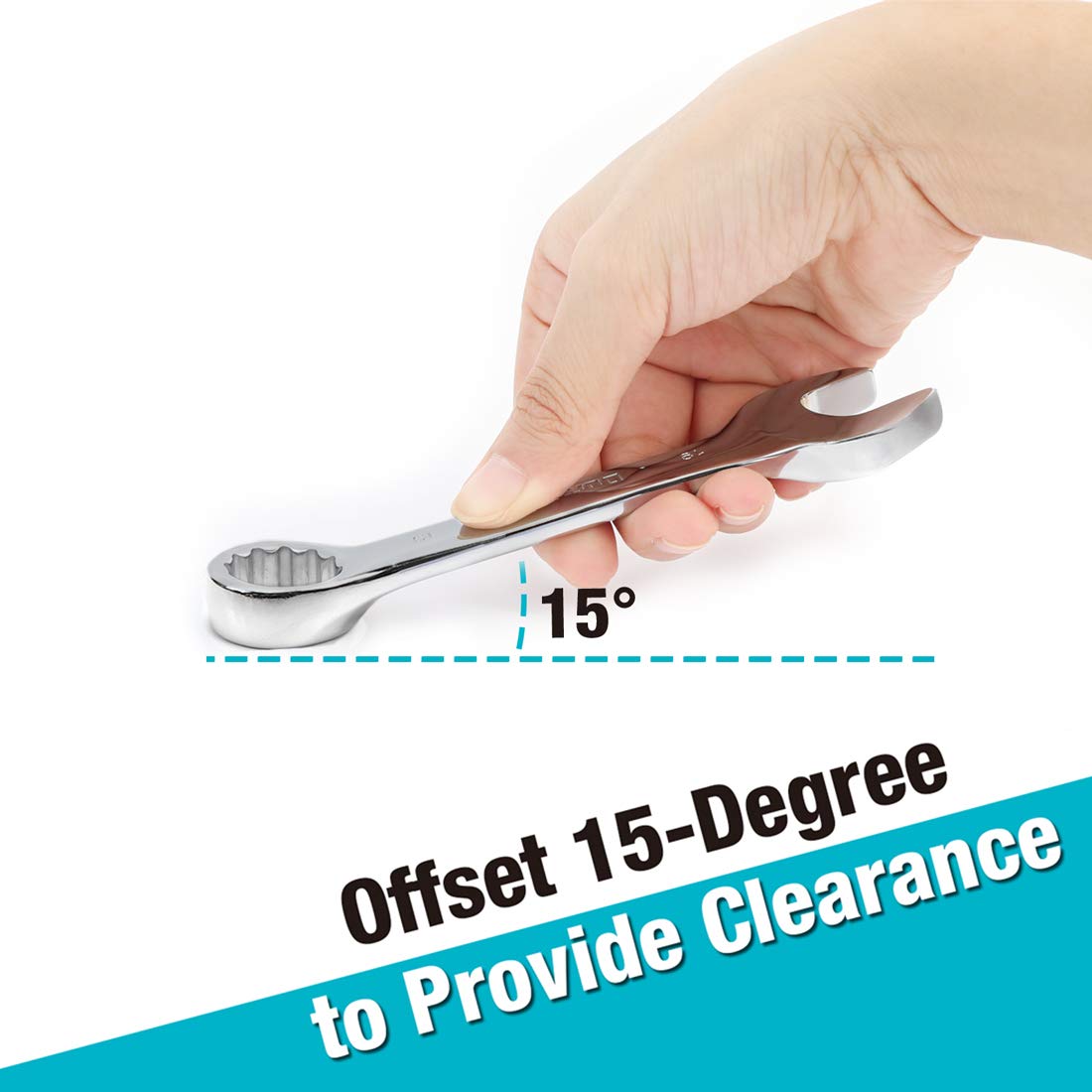 DURATECH wrenches showing sizes stamped on both sides for quick ID.