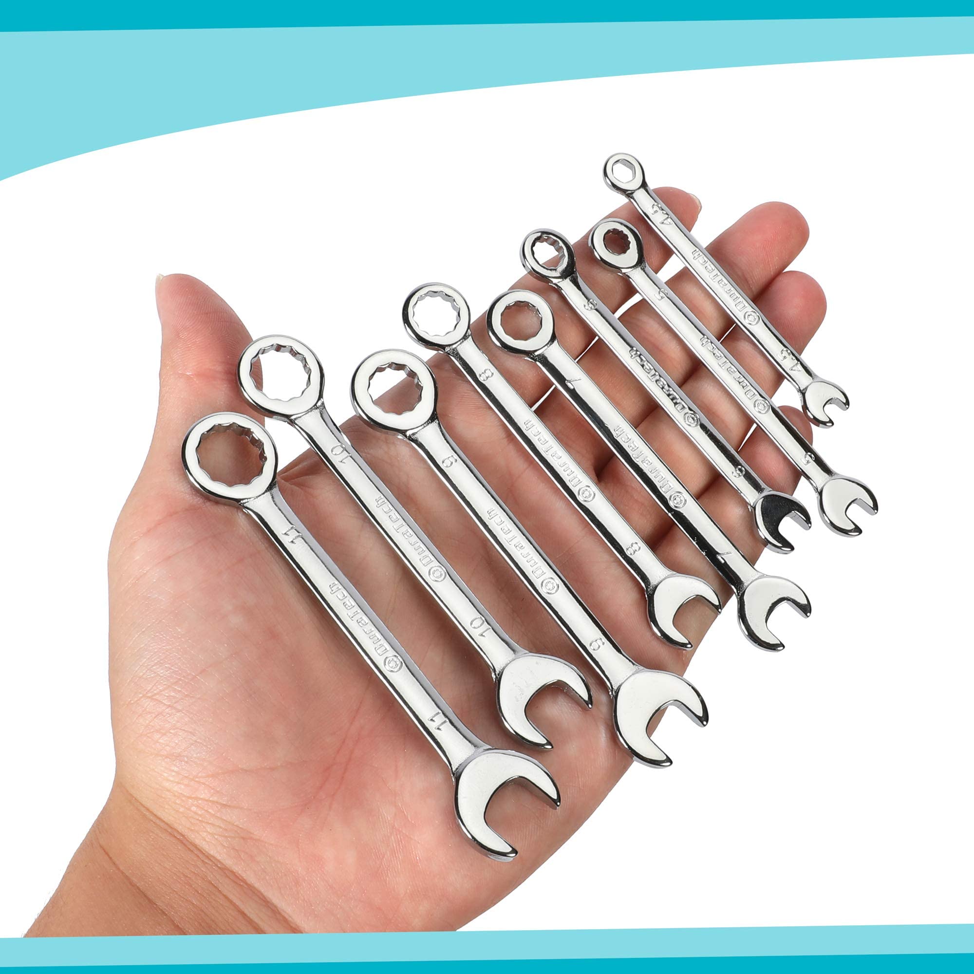 DURATECH wrenches with angled box ends for easier grip in tight spaces