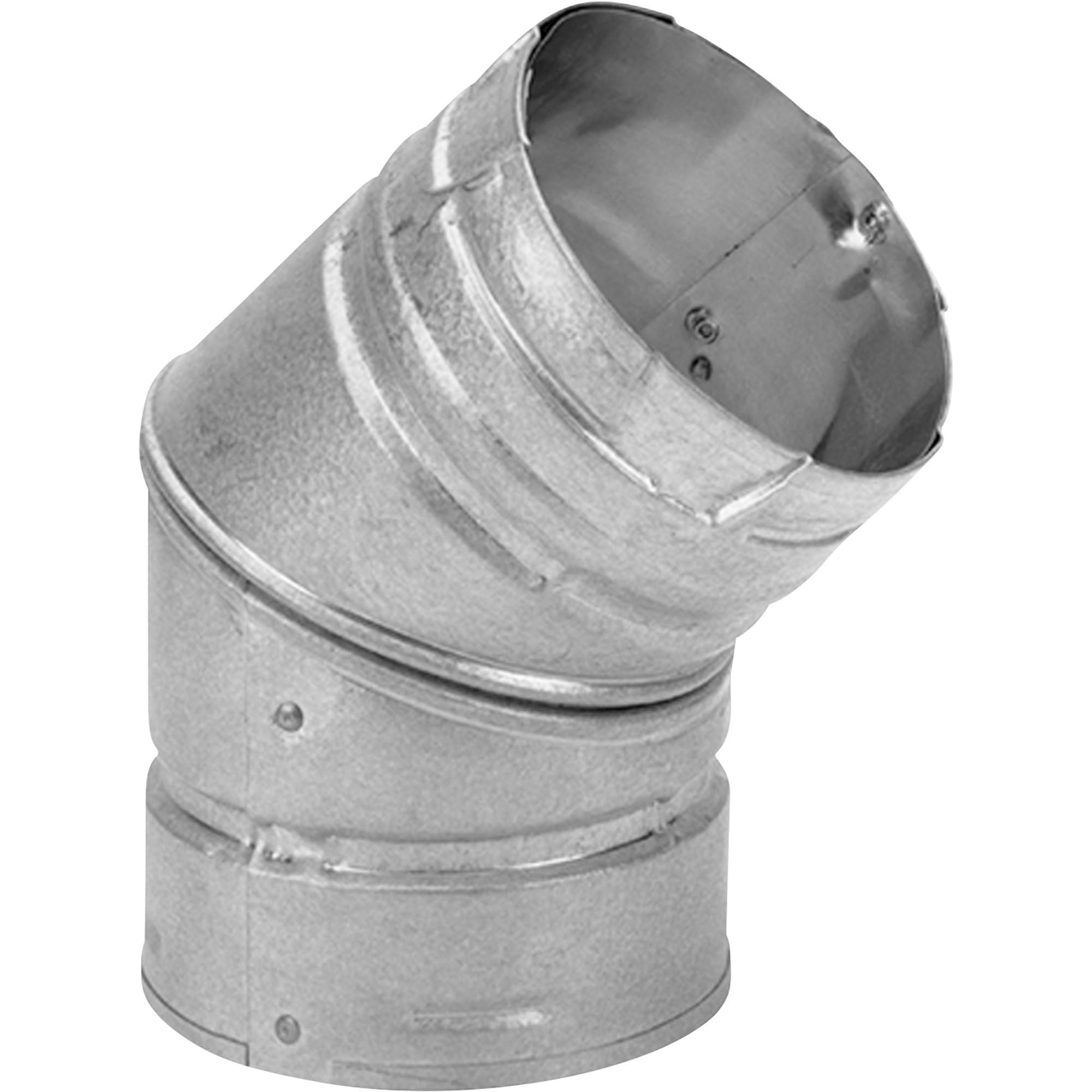 DuraVent 3PVL-E45R insulated elbow side view, showing double-wall durability for safe venting