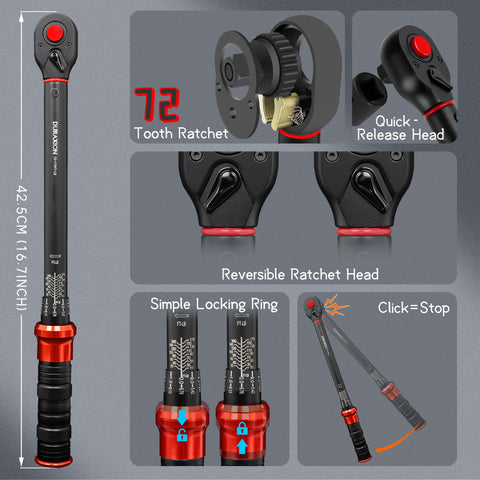 DURAXION torque wrench audible click confirms target torque during use.