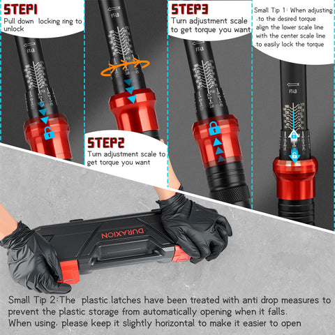 DURAXION torque wrench adjustable locking ring for easy preset torque.