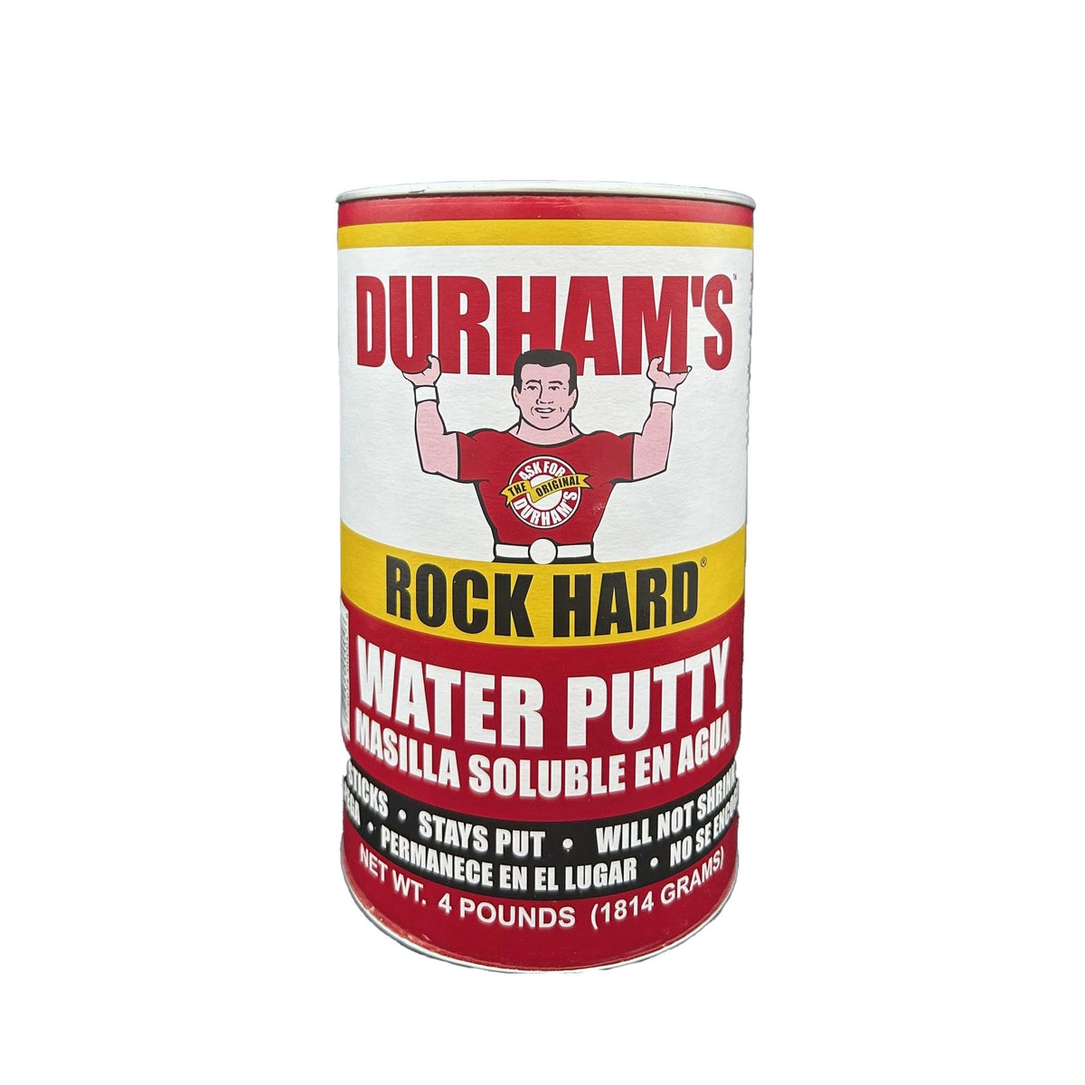 DURHAM'S Rock Hard Water Putty 4lb container for repairs in wood and plaster