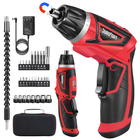 DuroFort cordless screwdriver with LED light for precise tightening in front view