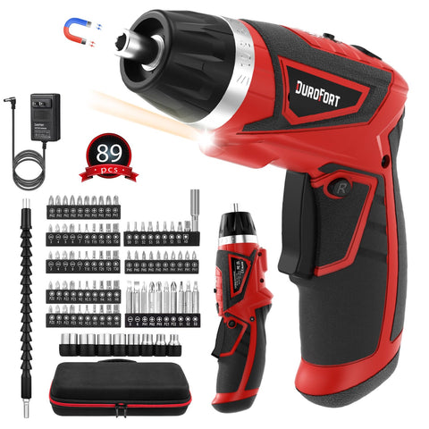 DuroFort cordless screwdriver with LED light for precise dark-area work