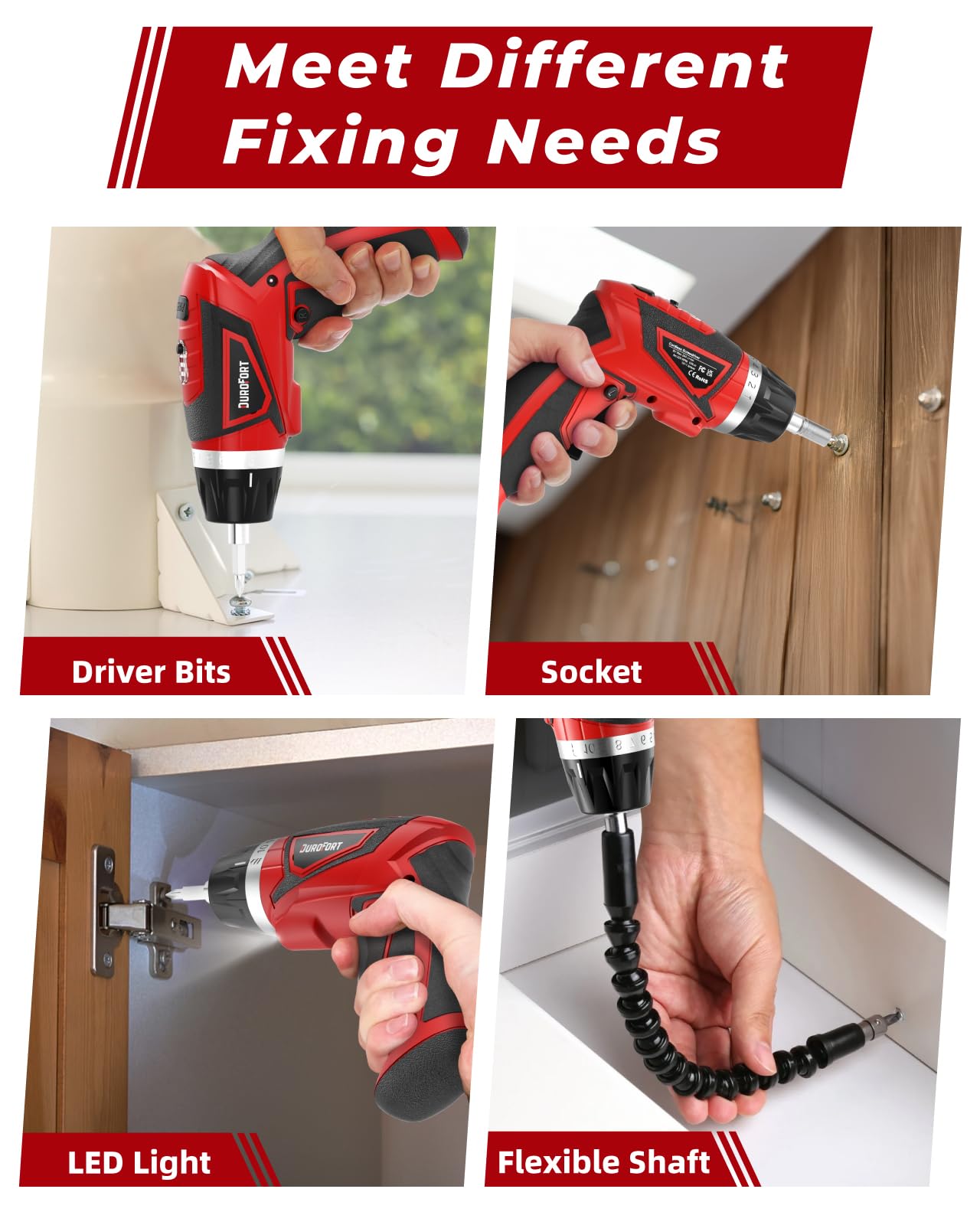 DuroFort flexible shaft accessory helps reach corners during tasks