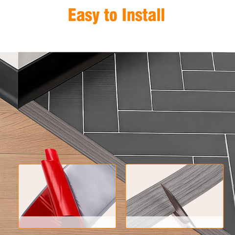 Durteljana floor transition strip cut to length with standard scissors for a custom fit.