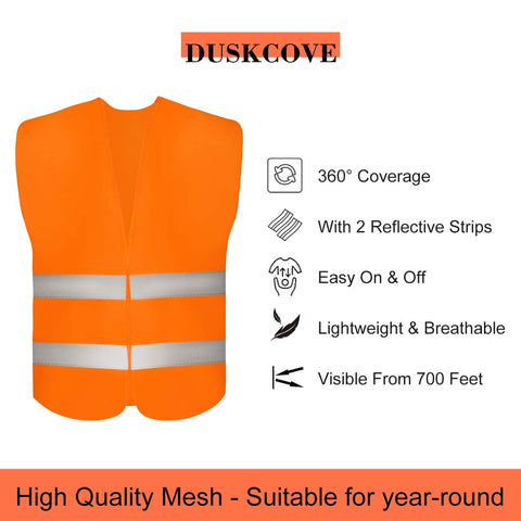 DUSKCOVE neon orange back view showing full 360° reflectivity