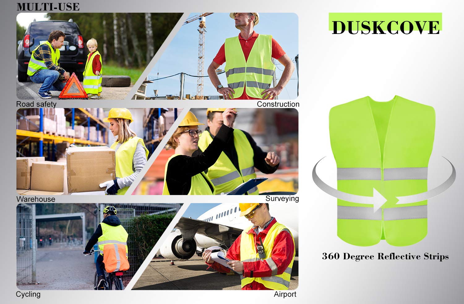 DUSKCOVE high-visibility vest worn while running supports safer outdoor workouts