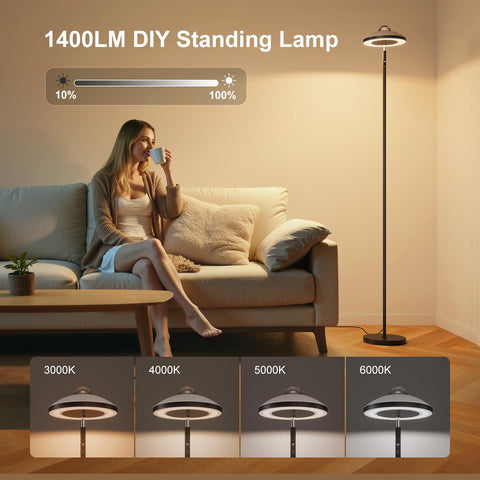DUSKTEC floor lamp color temperature adjusts from warm to cool.
