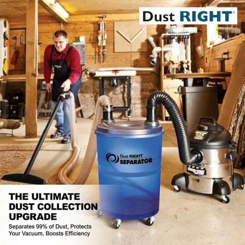 Dust Right cyclone airflow separates heavier dust before reaching the vacuum.