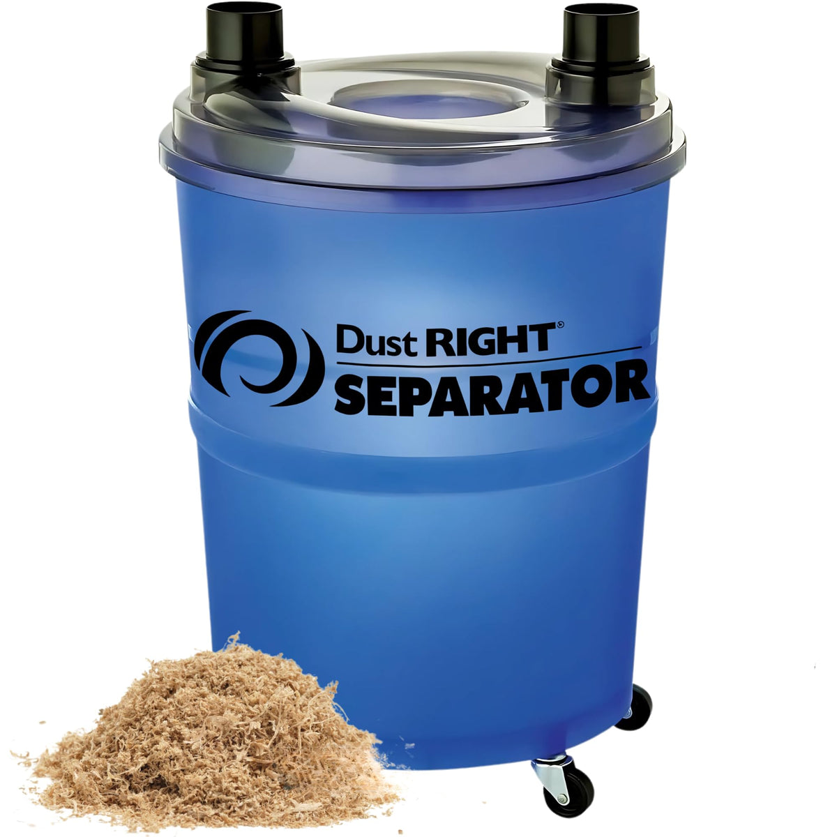 Dust Right dust separator with 36in hose enhances suction and debris separation.