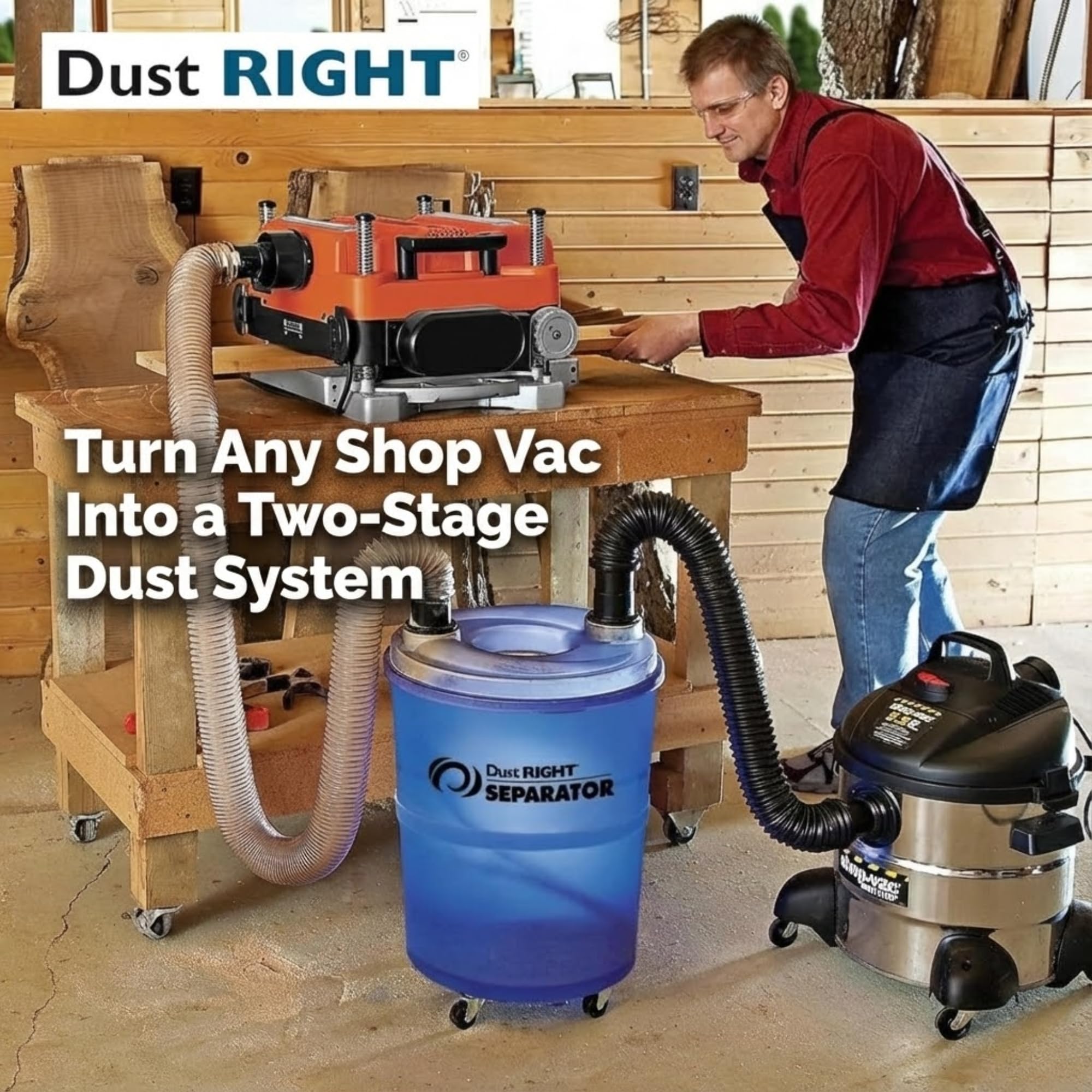 Dust Right five-caster base keeps the unit stable and mobile.