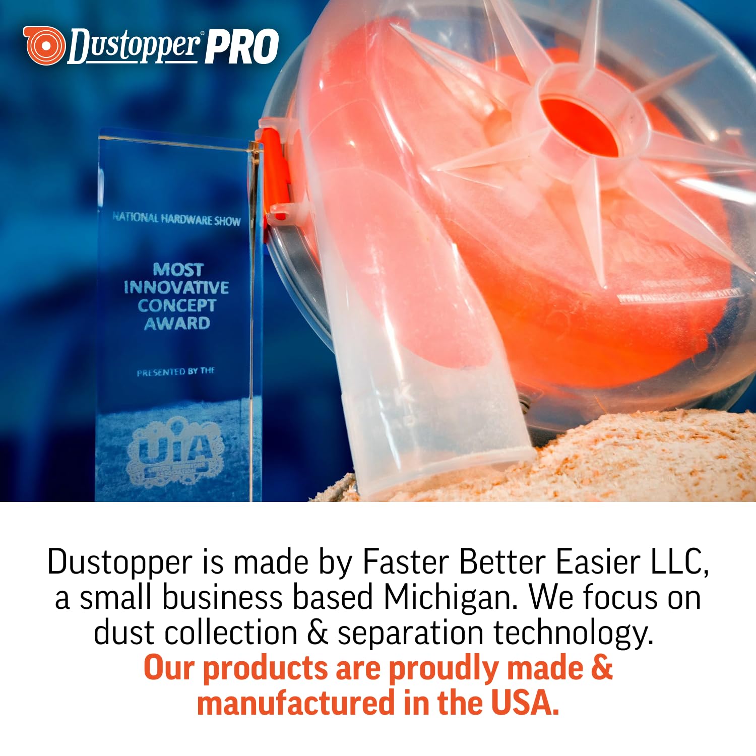 Dustopper PRO industrial-grade construction underlines long-lasting reliability in workshops.
