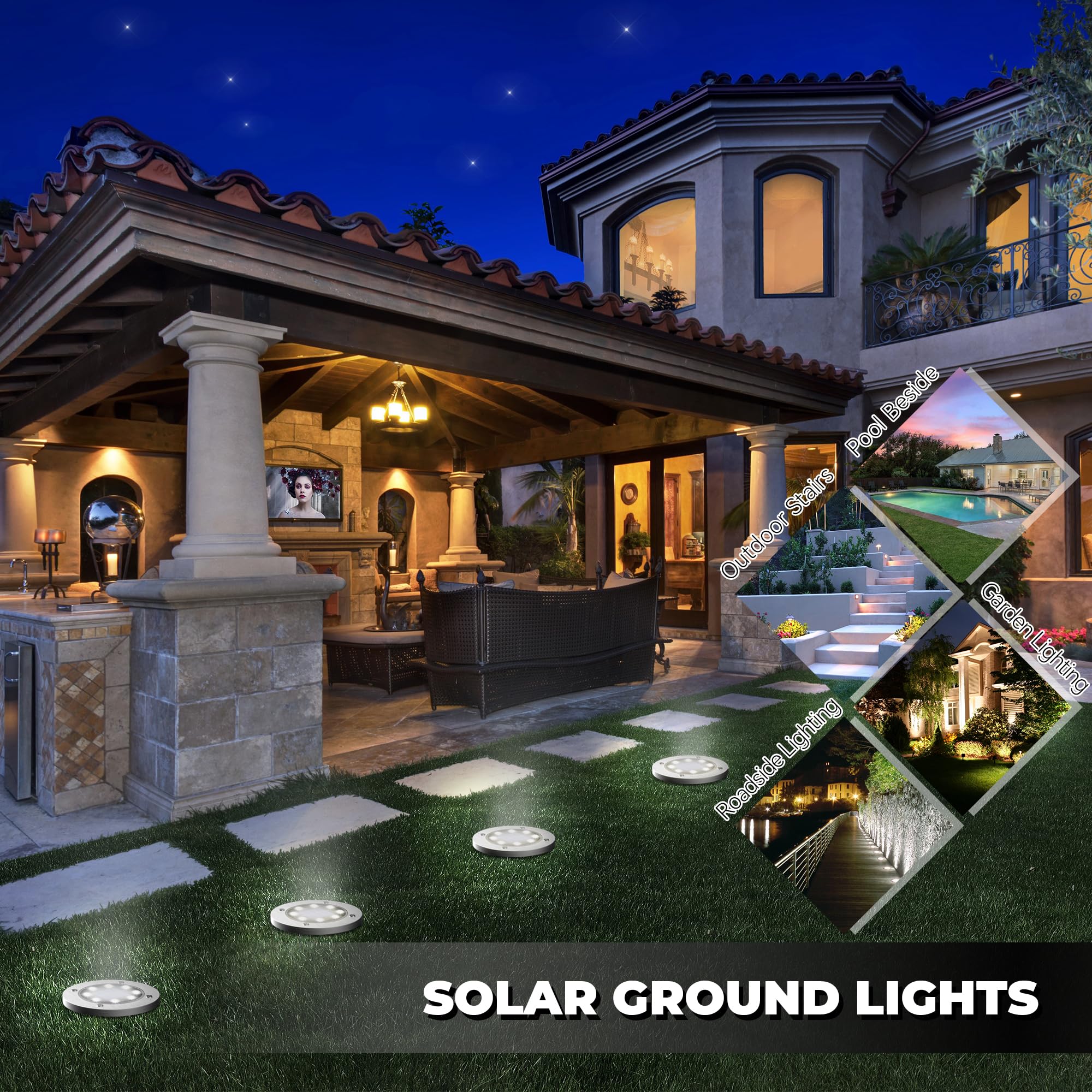 DUUDO solar lights bright LED array provides clear illumination for steps and driveways.