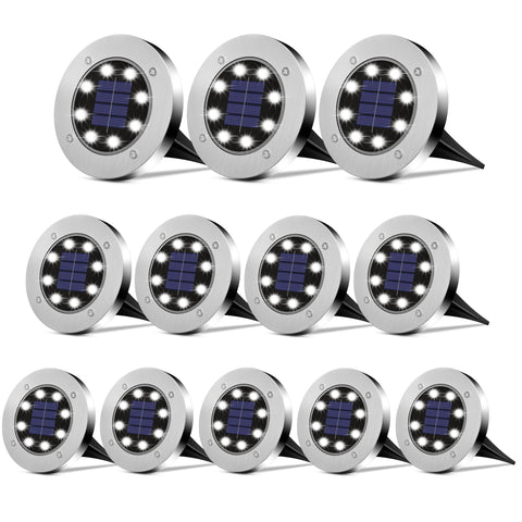 DUUDO solar lights outdoor 12-pack ready for mounting along pathways to boost curb appeal.