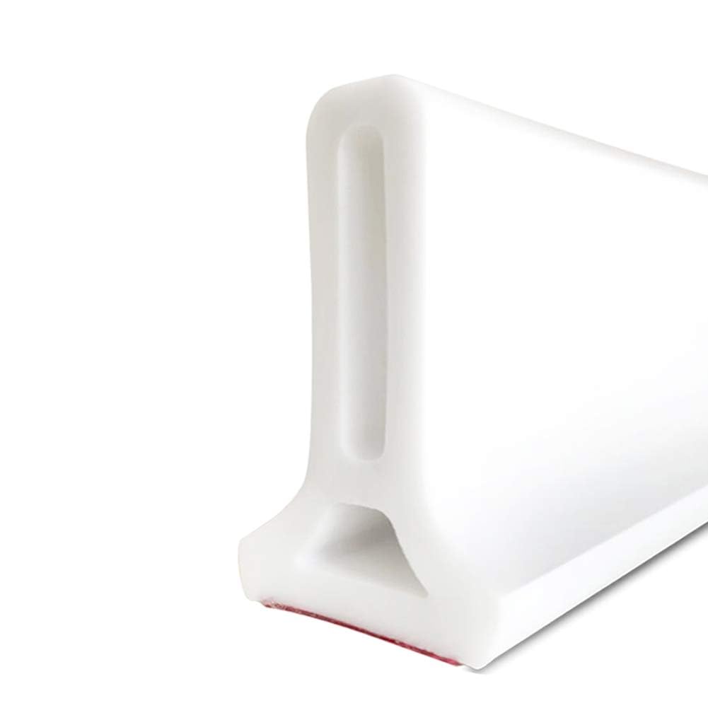 Duzzy 67-inch collapsible shower dam, front view, long barrier for effective water containment.