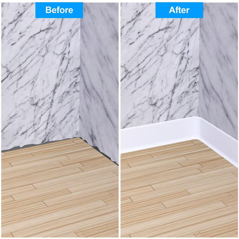 Duzzy baseboard trim cut-to-length for precise corner and floor fits
