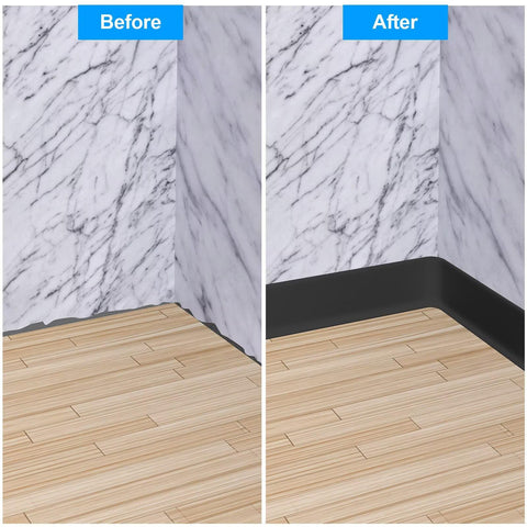 Duzzy baseboard trim compatible with tile, wood, glass and more