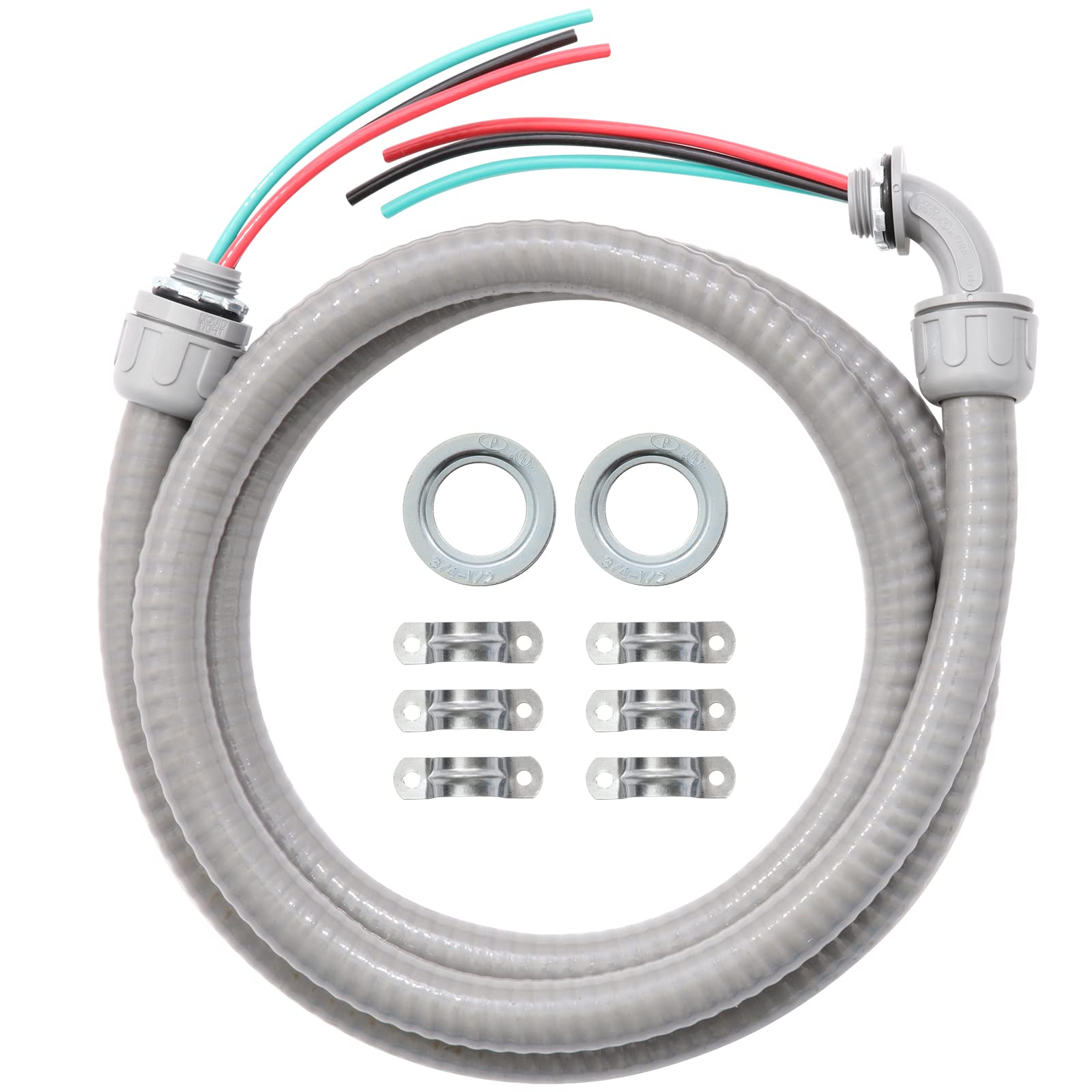 DWALE Electrical AC Whip Kit half-inch six-foot conduit for easy outdoor installations.