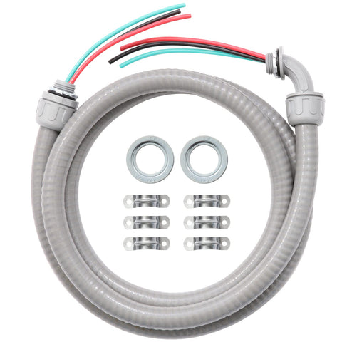 DWALE Electrical AC Whip Kit half-inch six-foot conduit for easy outdoor installations.