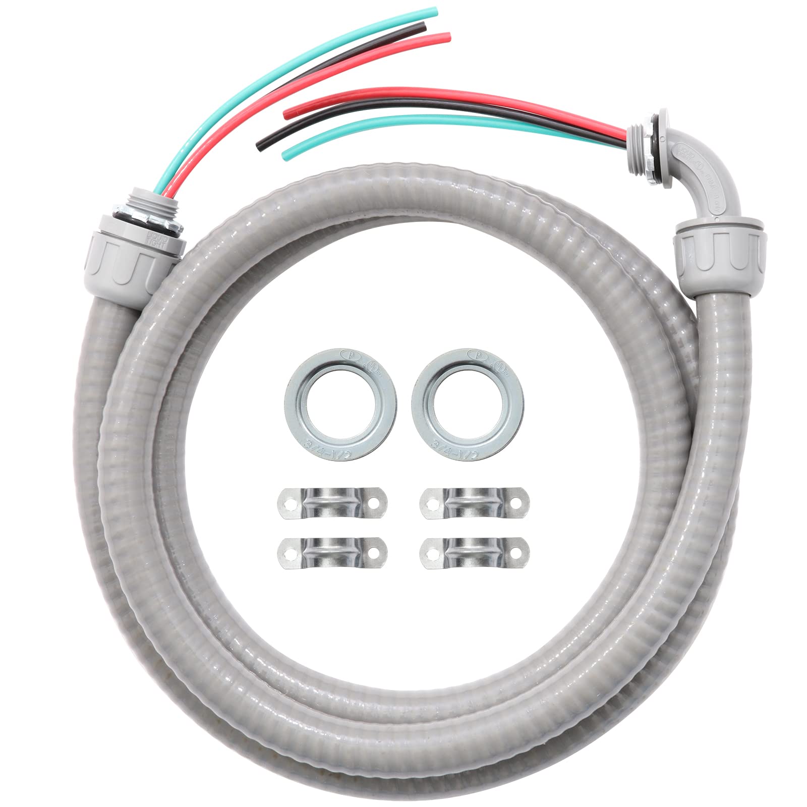 DWALE Power Whip conduit 4ft view shows 1/2 inch ID for outdoor installations