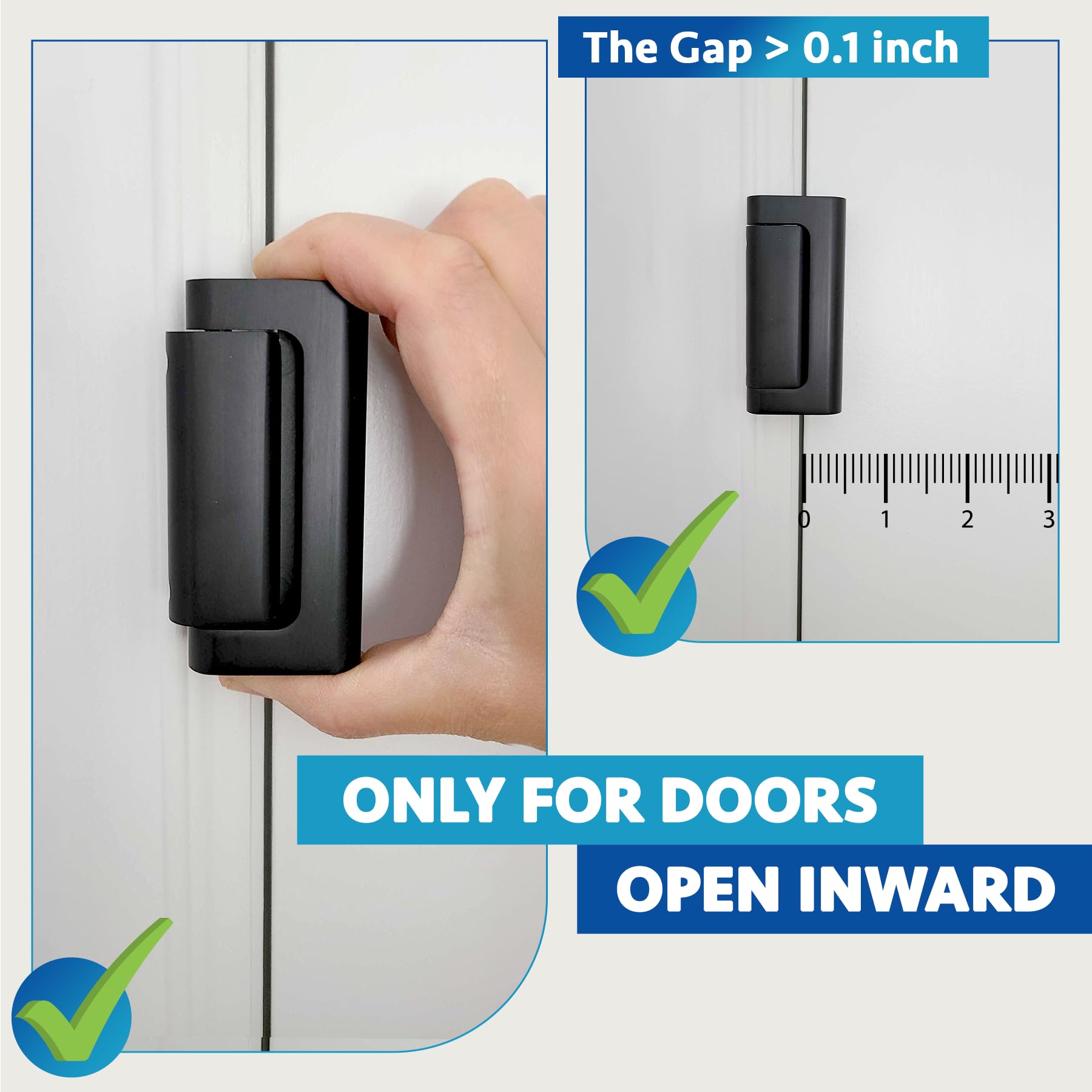 Dwell+Good security latch blends discreetly with most door styles.