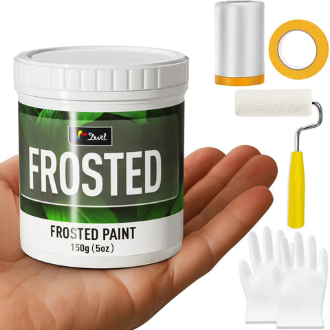 DWIL frosted glass paint bottle offers a privacy friendly window finish.