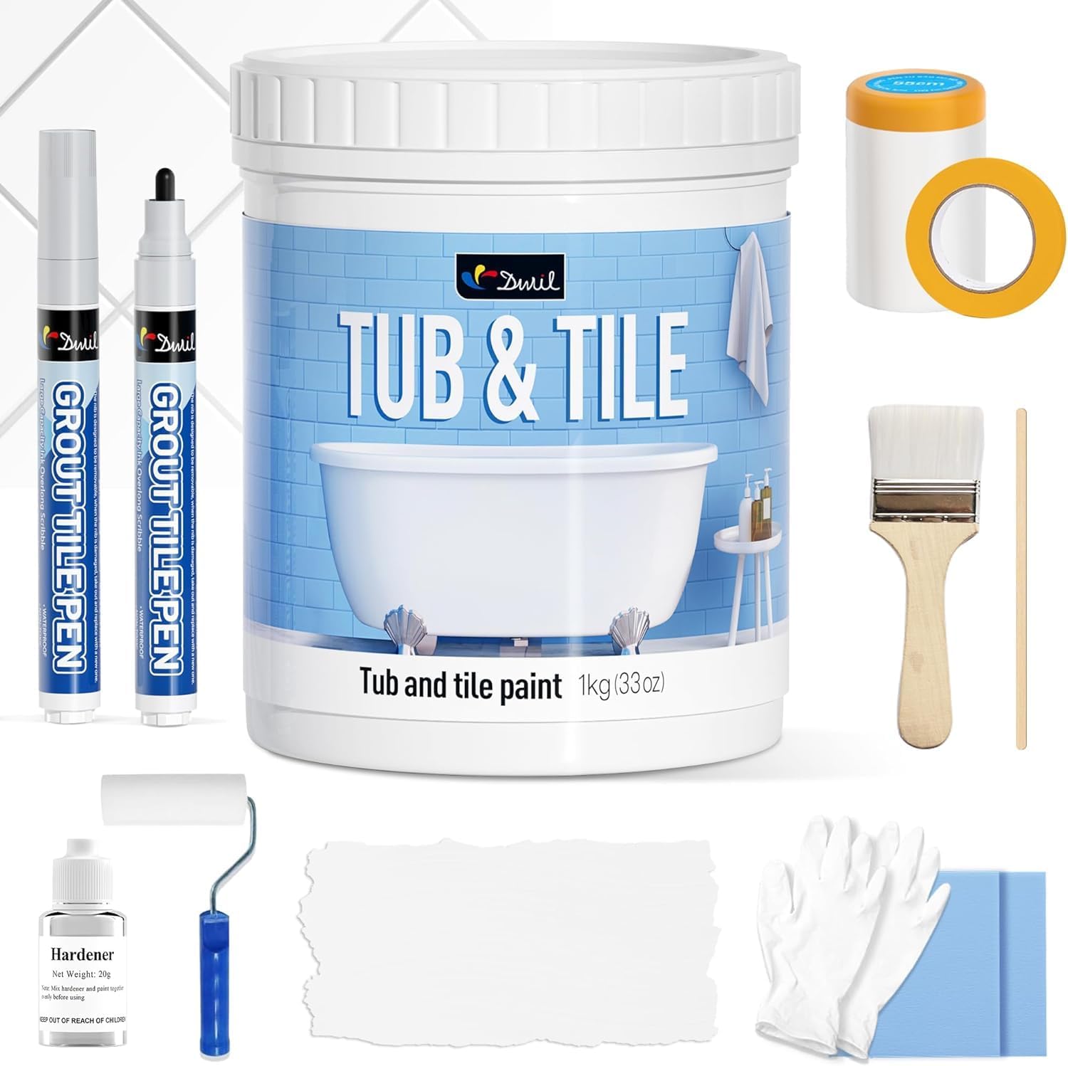 DWIL tile paint kit base 33oz bottle for easy bathroom refresh