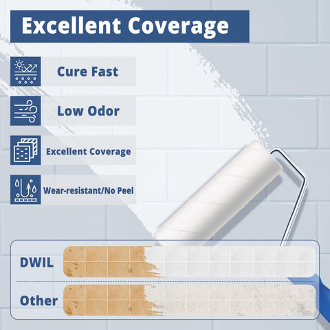 DWIL tub paint kit application step: smooth layer application with less mess