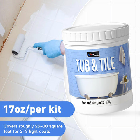 DWIL tub tile paint white color sample in bathroom