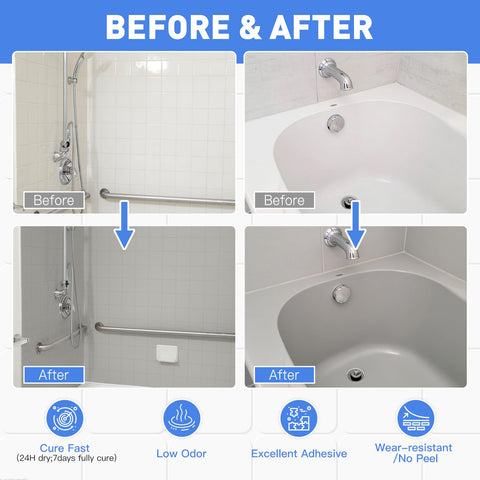 DWIL tub and tile refinishing process shown in steps