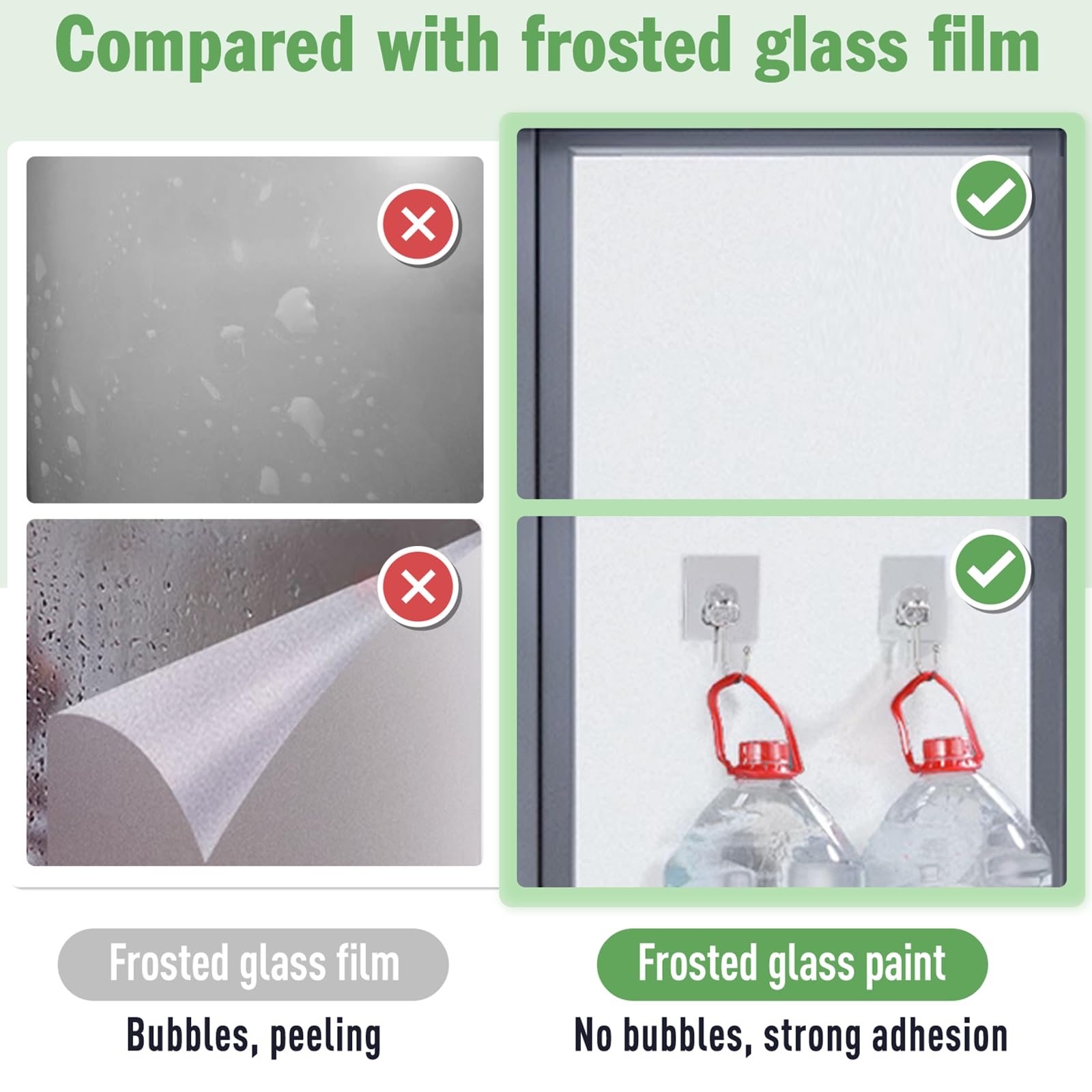 DWIL window privacy paint application on glass creates a soft frosted look.