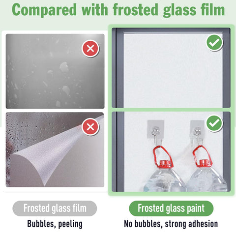 DWIL window privacy paint application on glass creates a soft frosted look.