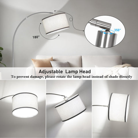 DWTB Silver Arc Floor Lamp metal base provides stable support in busy rooms.