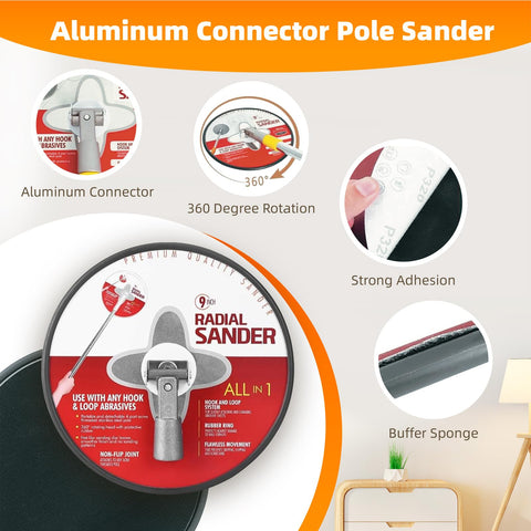 Dwysxia extension-pole aluminum-connector supports stable long-reach sanding.