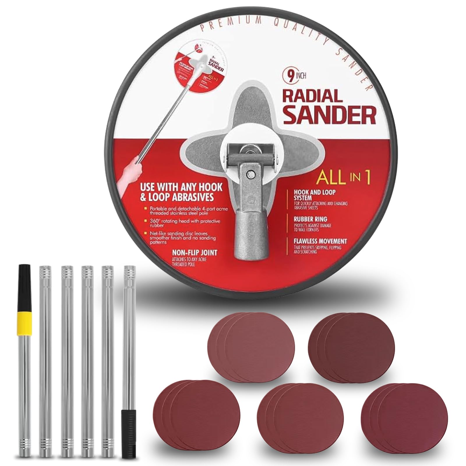 Dwysxia pole-sander 9in head extended for hard-to-reach ceilings.