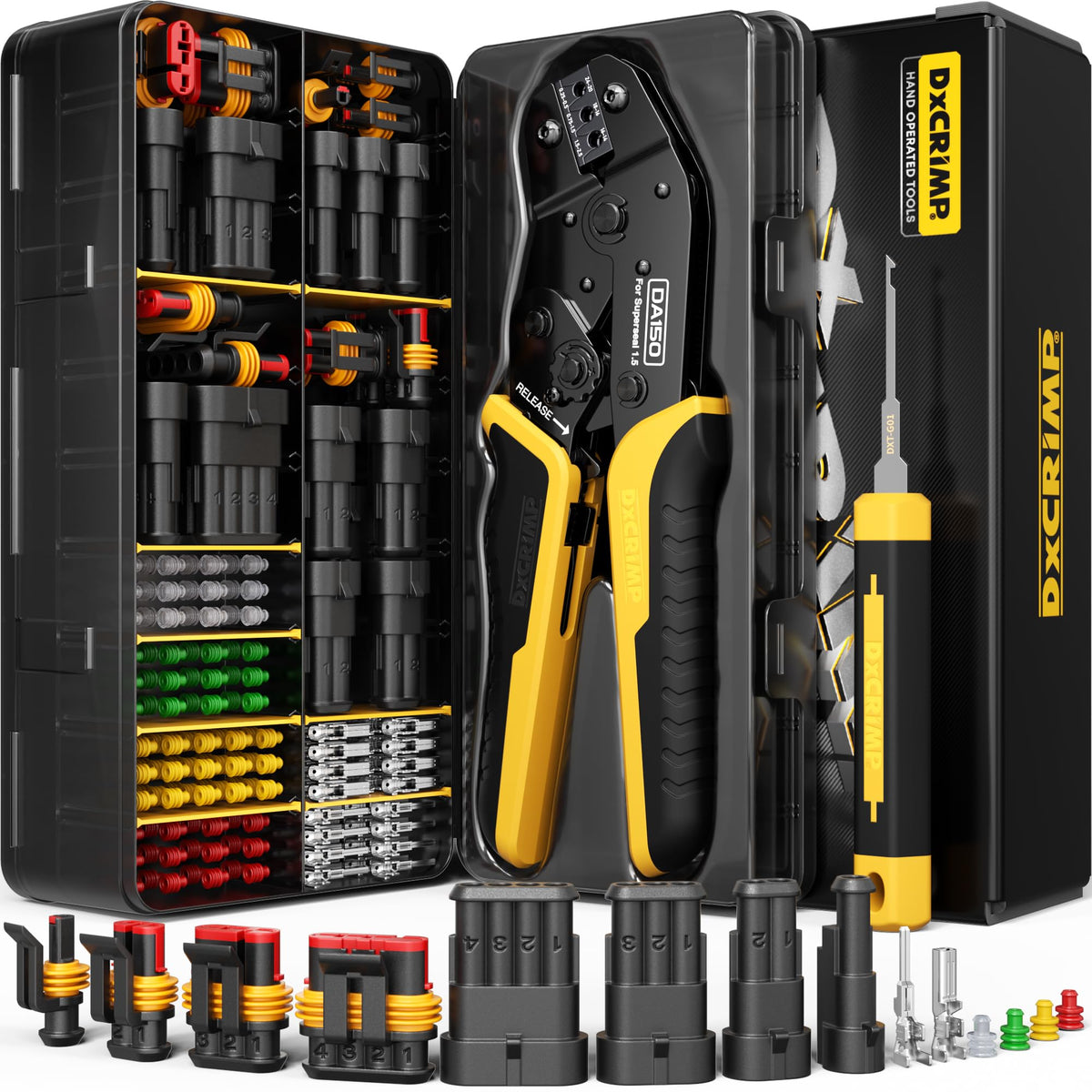 DXCRIMP waterproof connector kit tools-case with pliers for versatile automotive wiring