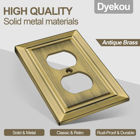 Dyekou antique brass wall plate angle view shows vintage charm