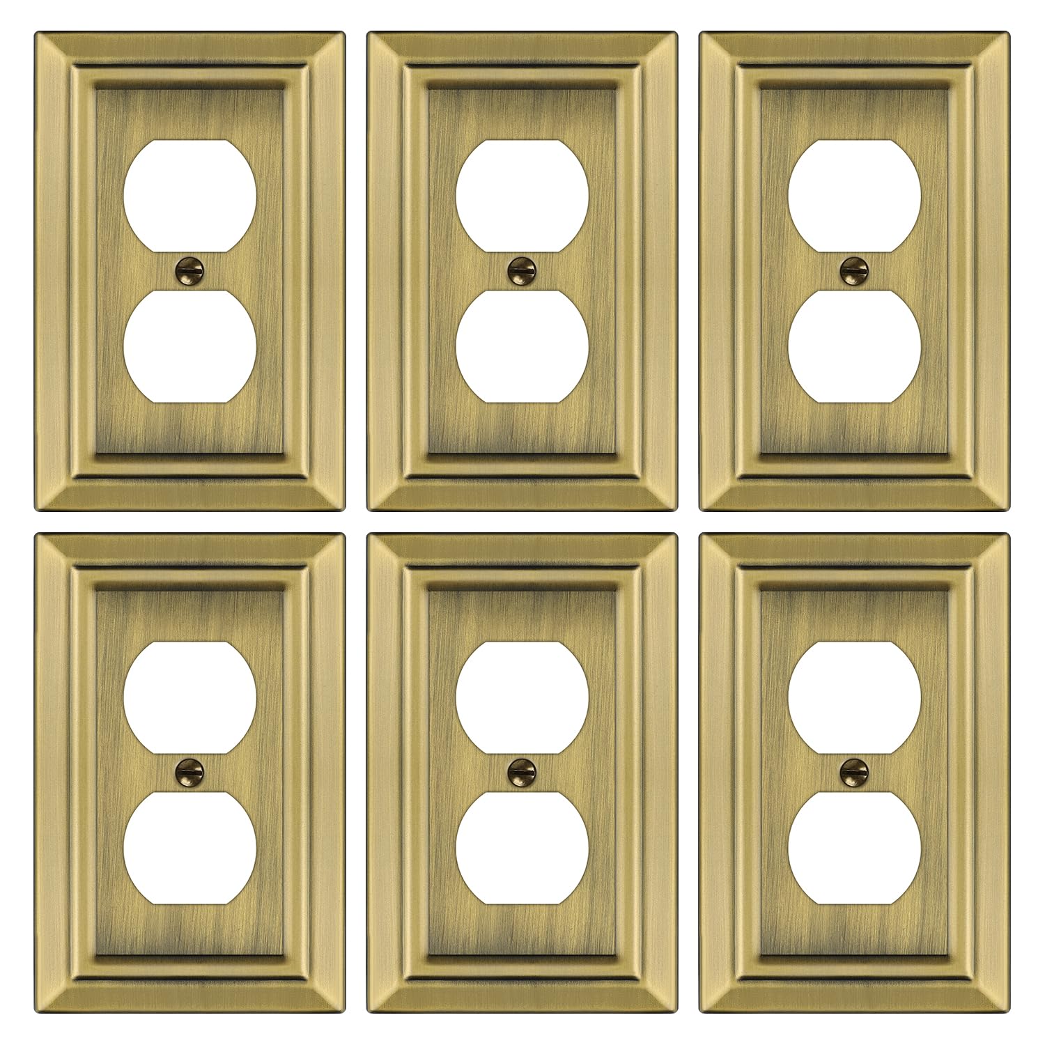 Dyekou antique brass wall plate front view improves outlet aesthetics