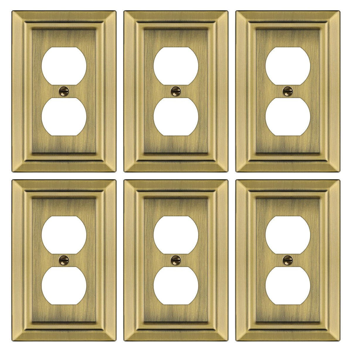 Dyekou antique brass wall plate front view improves outlet aesthetics