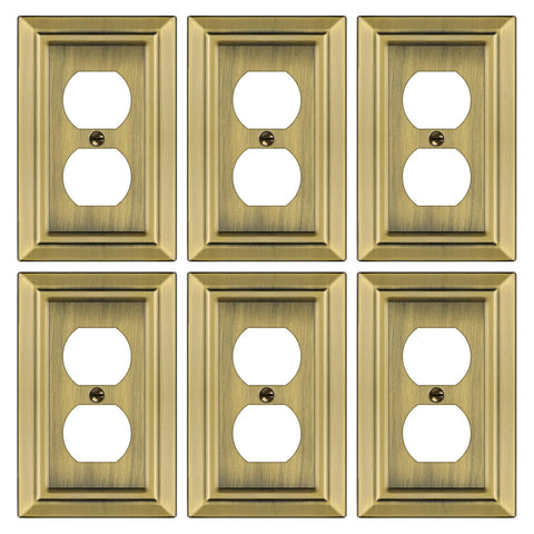 Dyekou antique brass wall plate front view improves outlet aesthetics